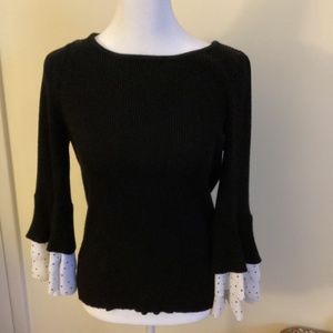 Black Sweater with Polka Dot Cuffs